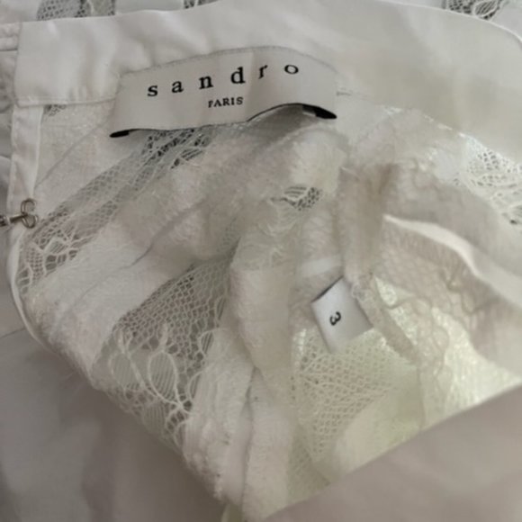 Sandro White long sleeve blouse with lace - Picture 3 of 4
